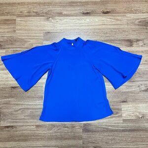 Very J - Women's Open Shoulder/Open Back Keyhole Blue Top-Size S